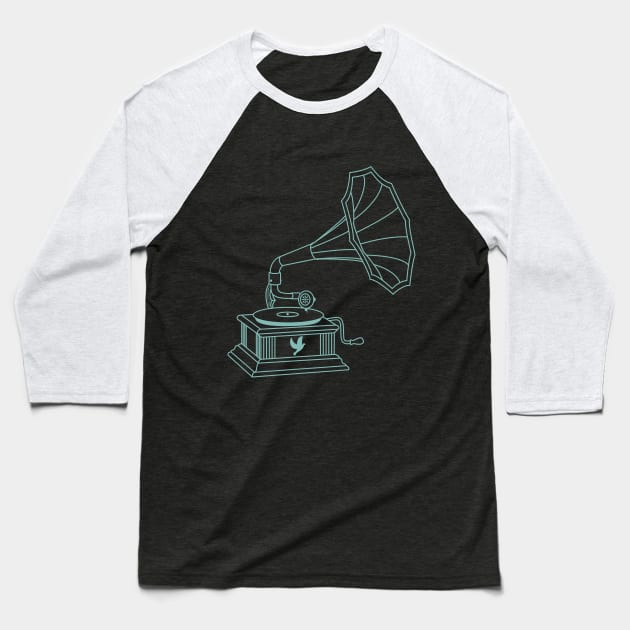 Vintage Gramophone (V1) Baseball T-Shirt by PlaidDesign